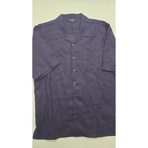NWT Bagazio Mens Shirt Size‎ L Button Up Camp Collar Short Sleeve Purple